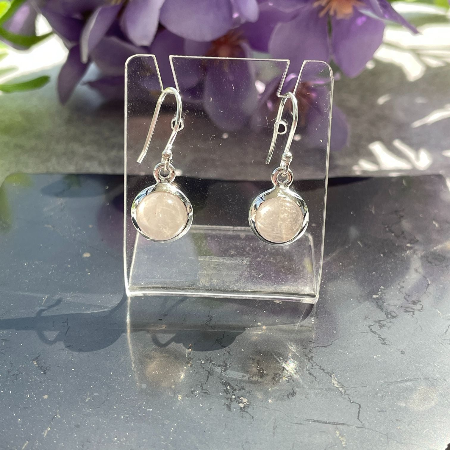 Sterling Silver Earrings - Rose Quartz - 04 Sterling Silver Earrings - Rose Quartz - 04